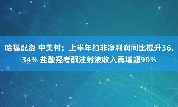 哈福配资 中关村：上半年扣非净利润同比提升36.34% 盐酸羟考酮注射液收入再增超90%